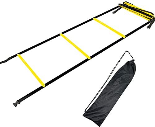 Socpuro Agility Ladder Speed Training Equipment 16FT 12 Rung Footwork Sports Agility Speed Ladder for Football Basketball Baseball with Carry Bag