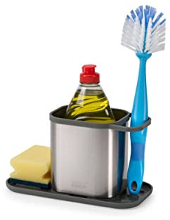 Joseph Joseph Duo Spültischablage Arbeitsplatte Caddy Organizer, Schwammhalter, Edelstahl