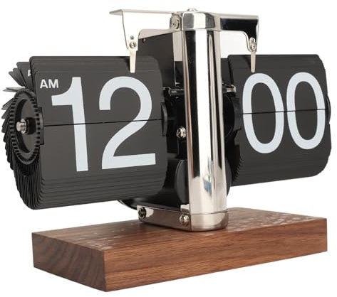 gernie Orologio a Fogli Mobili Vintage Retrò Digitale, Meccanico a Rotazione Automatica a Batteria da Tavolo e Mensola