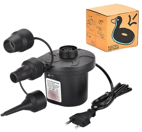 Pompa ad Aria Elettrica, Gonfiatore Elettrico Portatile, Pompa per Materasso Gonfiabile con 3 ugelli d'aria, Pompa di Gonfiaggio e Sgonfiaggio, Perfetta per il Campeggio all'aperto, Materasso ad Aria