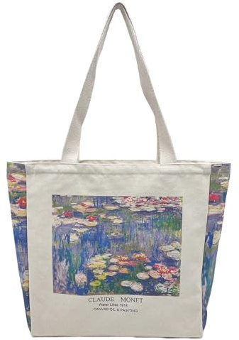 Tibroni Jutebeutel Bedruckt Vintage, Canvas Tote Bag Aesthetic, Jute Beutel mit Reißverschluss Einkaufstasche Bag, Taschen Umhängetasche Geschenk Uni Tasche