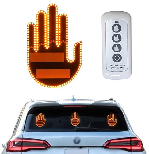 Luce a LED con telecomando per dito medio, per auto e strada, display illuminato per veicoli