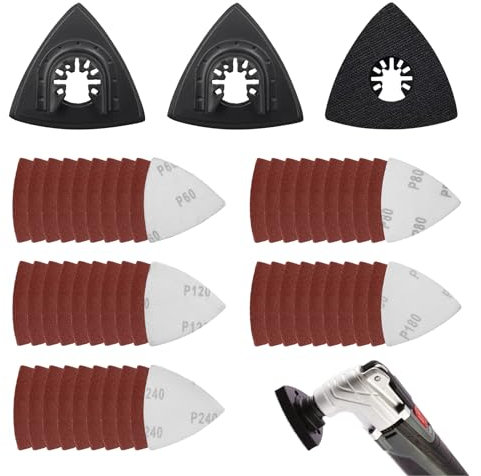 53 pezzi kit levigatura oscillante, Piastra di Levigatura a Delta, Piastra di Levigatura Utensile Multifunzione, Utensile Multifunzione Accessori, Piastra di Levigatura Utensile Multifunzione (90mm)