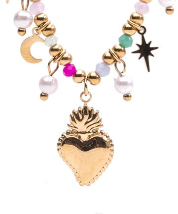 Enrico Coveri Collana Donna Cuore Sacro, Collanina in Acciaio Gold