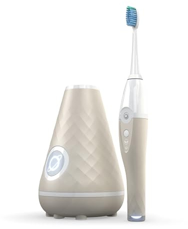 TAO Clean UV Sanitizing Sonic Toothbrush and Cleaning Station, Electric Toothbrush, Dual Speed Setting, Sandstone