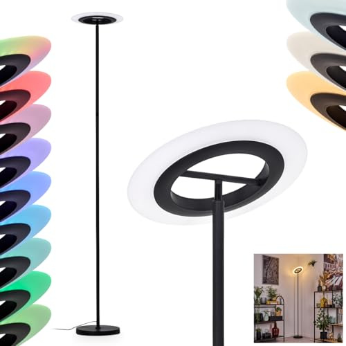 HOFSTEIN LED Stehleuchte Byrum, dimmbare Stehlampe aus Metall/Glas in Schwarz/Weiß, verstellbare Leuchte im modernen Design, Touchdimmer, CCT, 186,5 cm, Wohnzimmer, Schlafzimmer, Esszimmer