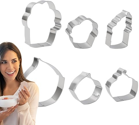 Kustimantu Fun Cookie Cutter, dolce taglierina per biscotti, in acciaio inox, 6 pezzi, per compleanno, per la cucina, per la famiglia, gli amici, la casa, i matrimoni, le feste