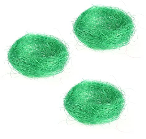 ibasenice 3 Pezzi Decorazioni Pasquali Nido Artificiale Mini Colorato per Caramelle e Uova Fatto a Mano Verde Erba Pasquale