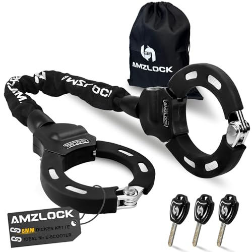 AMZLOCK Lucchetto Monopattino Elettrico, Lucchetto a Manette da 8 mm, con 3 Chiavi, 75 cm/1,6 kg Antifurto Monopattino Elettrico per Monopattini, Biciclette
