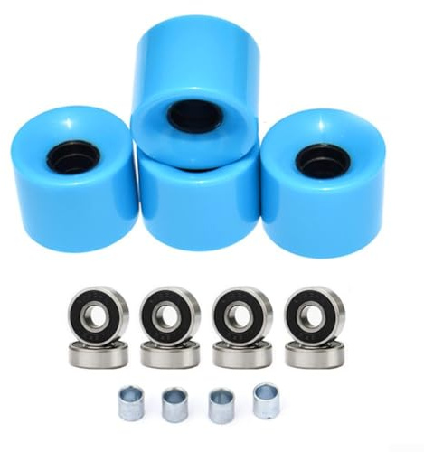 Longboard-hjul 4 st 60 x 45 mm 78 A PU-material med ABEC9-lager och distanser för gata och vanliga skateboards (blå)