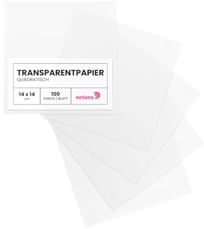 Netuno 100 feuilles de papier calque transparent 180g dessin | Papier cristal translucide pour décalquage, patrons de couture, imprimante, scrapbooking, invitations & faire-part