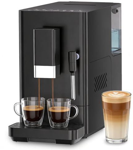 COWSAR 20bar Automatic Espresso Machine with Grinder & Manual Milk Frother, Auto-Clean Function Espresso Maker, Professional Expresso Coffee Machines with Button Controls for Cappuccino, Latte, Black