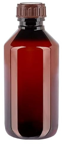 5 x PET Flasche 250ml braun / Medizinflasche inkl. Standard-Schraubverschluss braun DIN 28 / PET-Flaschen / Medizinflaschen / Braunflasche / Braunflaschen / Kunststoffflasche / Sirupflaschen