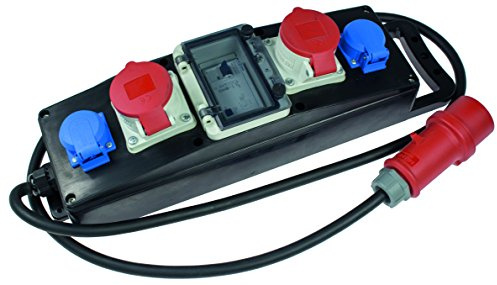 as - Schwabe Vollgummi Steckdosenleiste CEE 2 m H07RN-F 5G2,5-2X Schuko 230 V 16 A, 2X CEE 400 V 16 A - FI Baustromverteiler - Stromstation Baustelleneinsatz - Außenbereich - Made in Germany, 60804