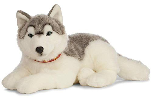 Living Nature Husky Géant, Chien en Peluche Doux et Réaliste, Peluche Écologique Naturli, 60cm, Blanche