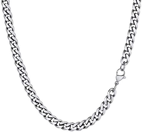 PROSTEEL Kubansk halsband för män Lång 76 cm - Enkelt stålnät 6 mm - Modern Street Style