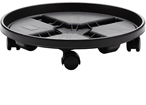 Bloem 16 Black Round Planter Pot Caddy with Wheels, 150lb Capacity