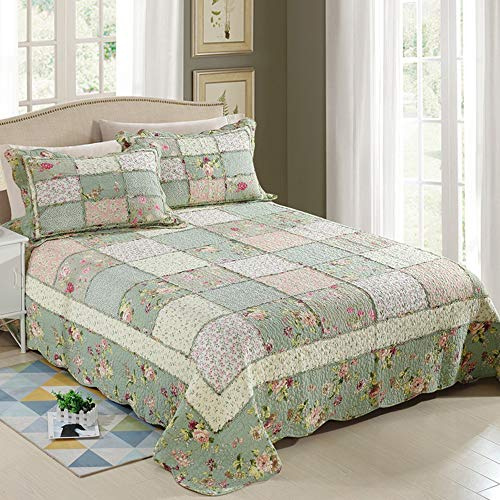 Colcha Cama 150 Bouti Edredon Colchas Reversible Algodon Acolchado Patchwork Edredones Manta Y 2 Funda De Almohada,Patchwork22