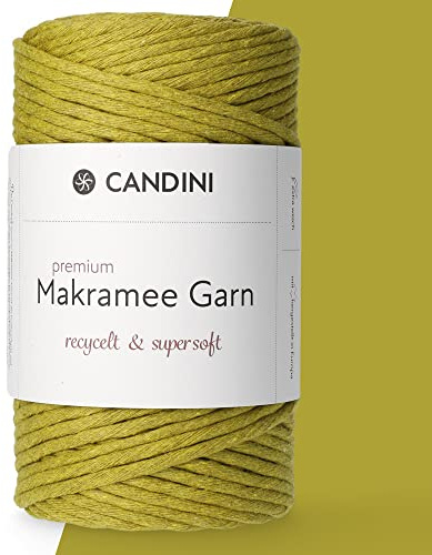 Candini Premium Makramee Garn | Pistazie | 3mm x 100m | 100% recycelte Baumwolle aus Portugal | Makramee Baumwollgarn, DIY