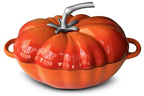 SMSOM Cast-Iron Braiser -Heavy Duty Casserole Skillet, Porcelain Enameled Surface, No Seasoning Require, Heating Resistant, Dishwasher Safe (Color : Orange)