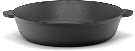 Ø26cm Gusseisenpfanne - Bratpfanne mit zwei Griffen - Schmortopf aus Gusseisen - Servierpfanne, Bräter, Schmorpfanne geeignet für Gasgrill, Backofen, Feuerstelle, alle Herdarten inkl. Induktion