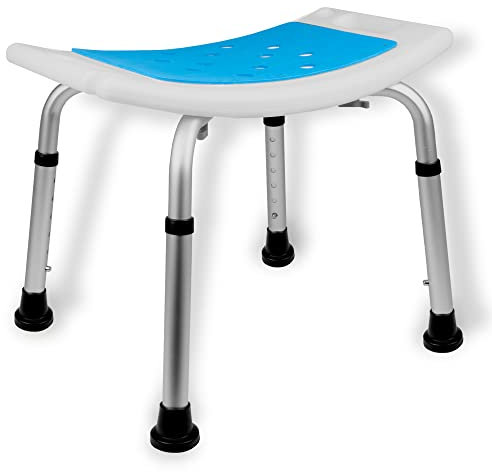 ZENO Shower Stool for Elderly | Bath Seats for Adults | Disabled Bathroom Chairs and Stools | Non Slip Shower Seat | Adjustable Bath Stools to Sit On | Non-Slip Design w/Padded Seat Drainage Holes