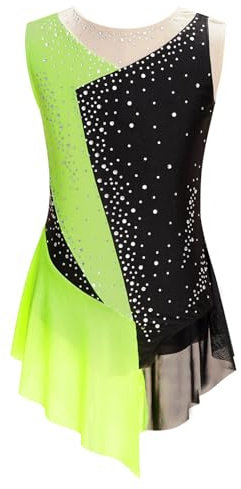 Kaerm Body da Pattinaggio Artistico Bambina Leotard da Balletto Senza Maniche Tuta Vestito da Danza Moderna Latino Ragazze Vestiti da Ballerina Abiti da Ballo Ballet