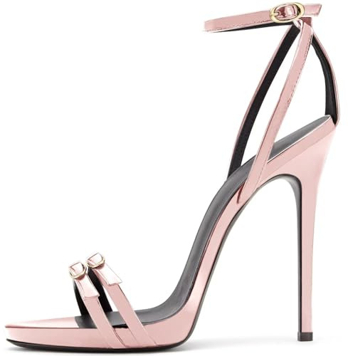 CHMILE CHAU Zapato Tacones Elegantes Sandalias Mujeres-Vernis-Stiletto-Sexy Tacón Alto-Aguja-Punta Redonda-Fiesta-Lujo-Moda-Boda-Bride Tobillo 13-CHC-34, 7 rosa, 36.5 EU