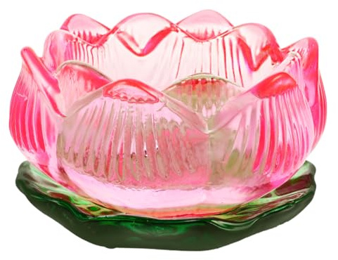 Alipis Bougeoir Fleur De Lotus En Verre Coloré, Support Bougie Chauffe-Plat, DéCoration De Table, Accessoire Polyvalent Pour Maison Et Offrande Bouddhiste