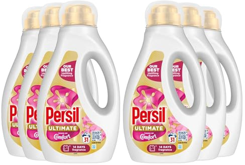 Persil Ultimate Liquid Detergent Outstanding Stain Removal Effective in Quick and Cold Washes with 14 Days of Lasting Freshness 31 Washes, 837ml (Buy 6, Touch of Comfort)