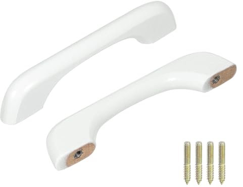 QUARKZMAN 2er Set Holzschubladen-Griffe 96mm/3.78 Lochabstand Buchenholz Küchenschränke Knöpfe Griff Kommode Möbel Weiß