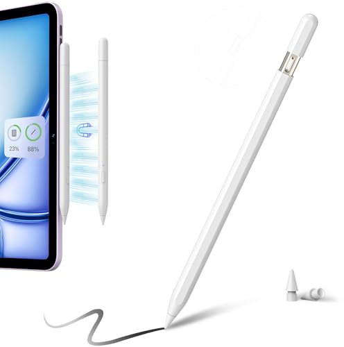 Penna per Apple iPad Ricarica Wireless Pencil per iPad 11 A16/10/9/8/7/6 Gen, Air 13/11/5/4/3, Pro 13/12.9/11, Mini 6/5 Gen 2018-2025, Rifiuto del Palmo& Inclinazione & Adsorbimento Magnetico