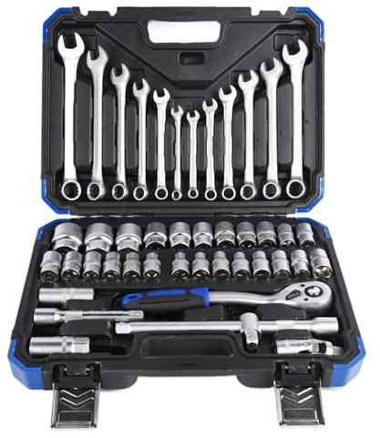 TOLCEHNO 44Pcs 1/2Dr Socket set Metric (8mm-32mm), 1/2Dr 72-Tooth Ratchet Wrench, Wrench Set,Spark plug socket,Chrome Vanadium Steel for Motorcycle Repair And Home Use Mechanics Socket Wrench Set