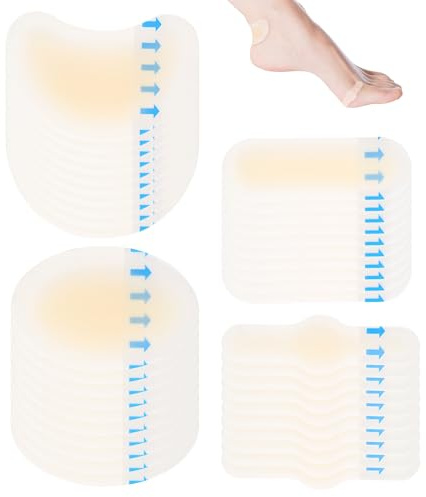 Blasenpflaster Set 40 Pcs Blasenpflaster Ferse Unsichtbare und Wasserdicht Hydrokolloid Patch Sterile Hydrogel Pflaster Verhindert Schmerzen Durch Blasen an Fersen, Zehen und Füßen(4 Formen)