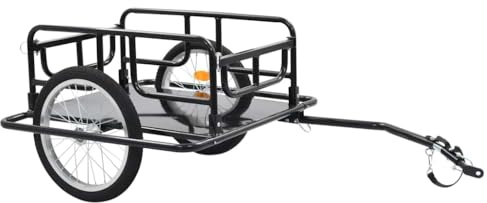 Générique Remorque de vélo 130x73x48,5 cm Acier Noir,Équipements Sportifs, Loisirs de Plein air, Cyclisme, Accessoires de Cyclisme, Remorques de vélo, Noir (Poids 12.45KG)