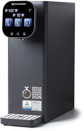 OsmoFresh Auftisch Osmoseanlage Fusion Stream | Heißwasserspender | Variable Temperatur | 7-Fach Umkehrosmose Filterung | leitungsgebunden | TÜV Zertifiziert | 3X UV