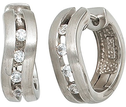 Jobo Damen-Creolen aus 925 Sterling Silber matt mit Zirkonia