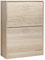VASAGLE Schuhschrank mit 2 Klappen, Schuhkipper, Trennwände verstellbar und abnehmbar, für 12 Paar Damenschuhe oder 8 Paar Herrenschuhe, Kleiner Flur, 60 x 24 x 83,5 cm, eichefarben LBC602H