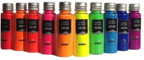 Resin Pro - 10 x 10g NEON Pearline Pigmente – Neon Farben für Epoxidharz, Pigmente Set, Farben für Kunstharz, Mica Pulver zum Mischen, Epoxy Resin, Harz gießen, Gießharz, DIY, Basteln – Mehrfarbig
