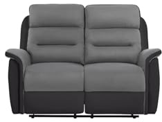 LOUNGITUDE - Canapé/Fauteuil de Relaxation Manuel - Simili et Microfibre - Gris - 2 Places