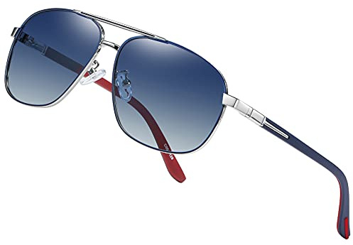 KIOYTLIK Trendy Polarized Aviator Sunglasses for Men Classic Square Sunglasses, UV400 Protection Mirror Lens, Fashion Vintage