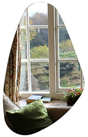 Muzilife Deko Spiegel Oval Asymmetrischer 50x85cm Wandspiegel zum Aufhängen, Wohnzimmer Badezimmerspiegel Flur Eingang Wanddeko Ganz Körperlich