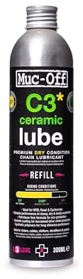 Muc-Off C3 Dry Chain Lube, 10.14 fl oz - Ceramic Bike Lube Refill, Bike Chain Oil, Chain Wax for Wet Weather Conditions - Bike Lubricant and Bicycle Chain Oil