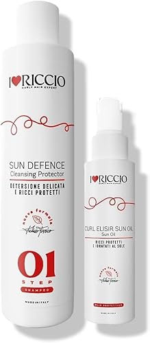 I Love Riccio Kit Protezione Solare, Indicato per Proteggere i Capelli dal Sole, Include uno Shampoo e un Olio per Capelli, Contro Cloro e Salsedine, per Capelli Idratati e Lucenti