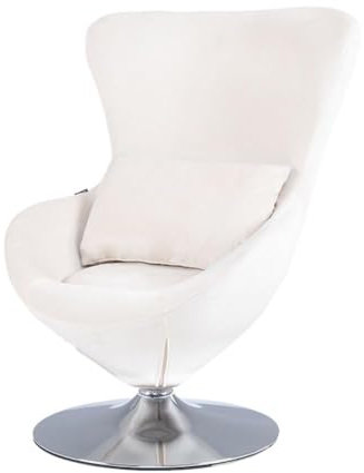 Mingone Sessel Wohnzimmer Samt Loungesessel Drehbar Cocktailsessel Einzelsessel für Schlafzimmer Relaxsessel mit Kissen Retro Design, Weiß bis 150kg