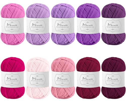 Maxee handstickgarn, virkgarn, färggradient akrylgarn för stickning