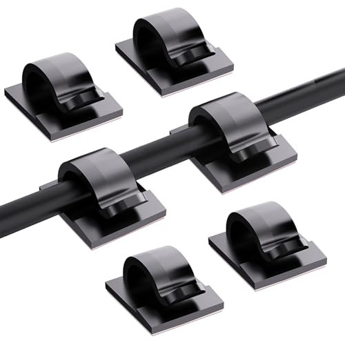 100Pcs Organizador Cables, Sujeta Cables Autoadhesivo，Para Cable De Carga Usb,Hogar De Oficina Grapas Cable Pared Para La GestióN Ordenada Del Cable, Decoraciones Colgantes NavideñAs (Negro)