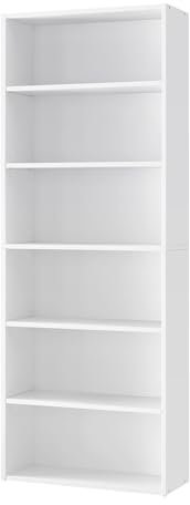 VASAGLE Librería de 6 Niveles, Estantería de Libros, Organizador con Compartimentos, Estantes Abiertos y Ajustables, para Sala de Estar, Oficina, Dormitorio, Blanco Nube LBC166T14