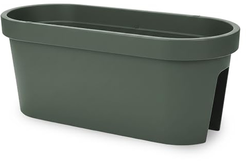 Balkongräcke blomlåda oval 60 cm – skogsgrön – plastblomkruka
