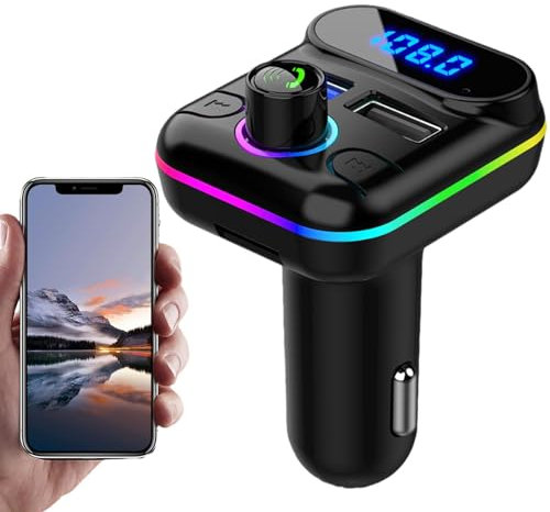 Qyljeiwred Car MP3 Player FM Transmitter - Wireless Radio Adapter Car Player, Lighting FM Transmitter With U Disk Jack | M33 MP3 Player, Car Aux Adapter For Smartphones TF/SD Cards